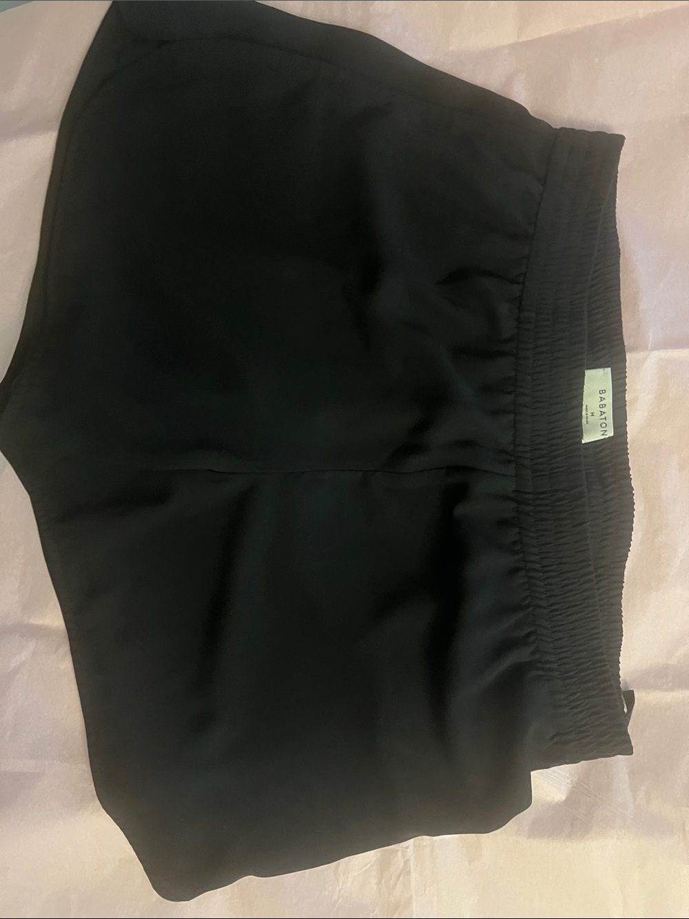 Babaton Black Elastic-Waist Athletic Shorts